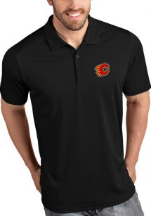 Antigua Calgary Flames Mens Black Tribute Short Sleeve Polo - Sports Apparel