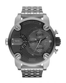 Black Chronograph Watch With Silver Bracelet - For him
