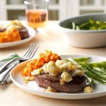 Blue Cheese-Crusted Sirloin Steaks - Cooking