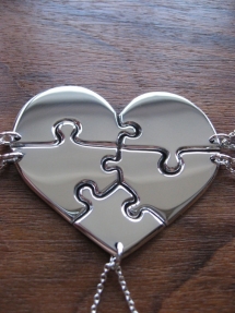 Bridesmaid gift idea - Heart shaped jigsaw puzzle necklaces - Our destination wedding