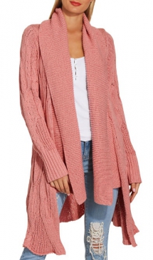 Cabled Long Sleeve Cozy Cardigan - Spring Clothes Shopping