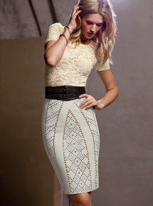 Embellished Pencil Skirt and Stretch Lace Top - Classic style