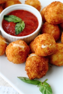 Fried Bocconcini with Spicy Tomato Sauce - Party ideas