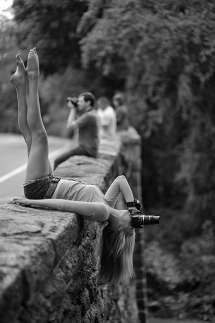 Great Black & White Photo of a Lady Taking a Photo - Fantastic shots