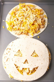 Jack 'O Lantern Quesadillas - Cooking