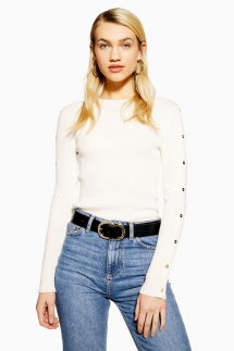 Knitted Button Sleeve Top - Spring Clothes Shopping