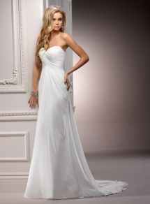 Maggie Sottero ivory ruched chiffon strapless destination wedding dress - Our destination wedding