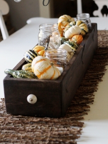 mason jars and gourds centerpiece - Decor for Thanksgiving