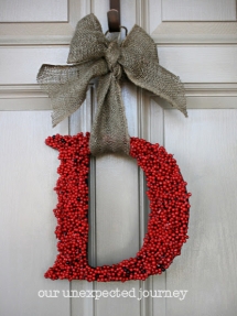 Monogram Wreath with Holly - Christmas