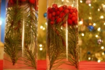 Quick Centerpiece with Spare Pine Needles - Christmas