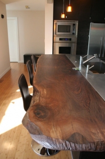 Reclaimed wood plank breakfast bar counter - Kitchen Counter Options