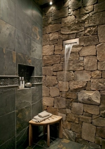 Shower with stone and waterfall spout - Great designs for the home