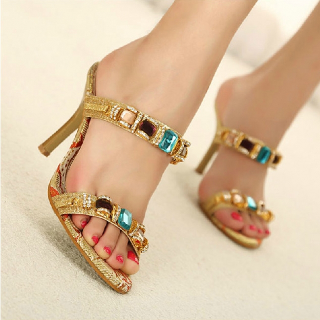 2013 New Fancy Shining Stiletto Heels Peep-toe Women Slipper