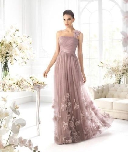 2014 Long One Shoulder Evening Party Formal Cocktail Prom Dresses Wedding Gown