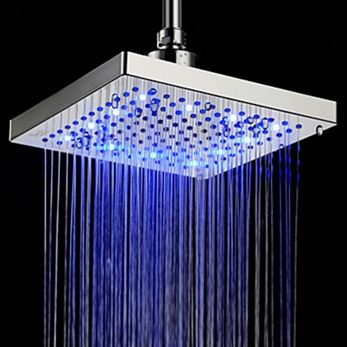 8 inch Brass Shower Head with Color Changing LED Light--FaucetSuperDeal.com