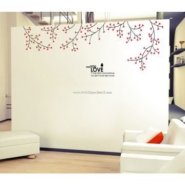 9 Birch Heart Branch Flowers Wall Decals