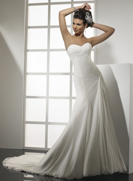 A-line dropped waist wedding dress