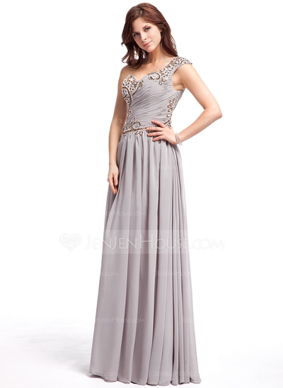 A-Line/Princess One-Shoulder Floor-Length Chiffon Prom Dress With Ruffle Beading Sequins #018025307 - Image 2