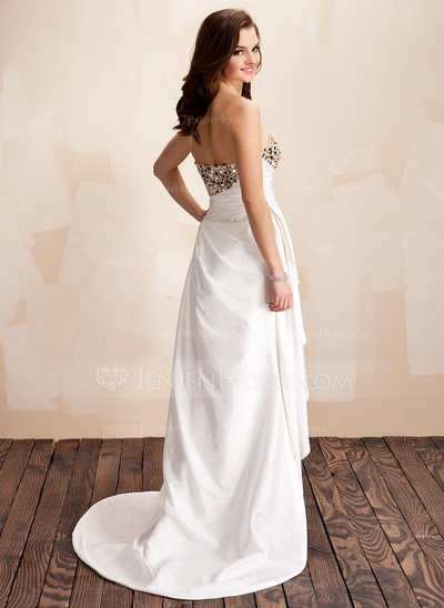 A-Line/Princess Scoop Neck Floor-Length Satin Tulle Prom Dress With Lace Beading Sequins #018018997 - Image 2