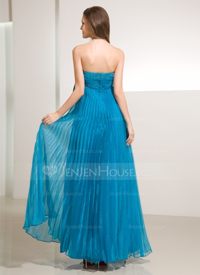A-Line/Princess Strapless Floor-Length Organza Prom Dress With Ruffle Beading #018014218 - Image 3