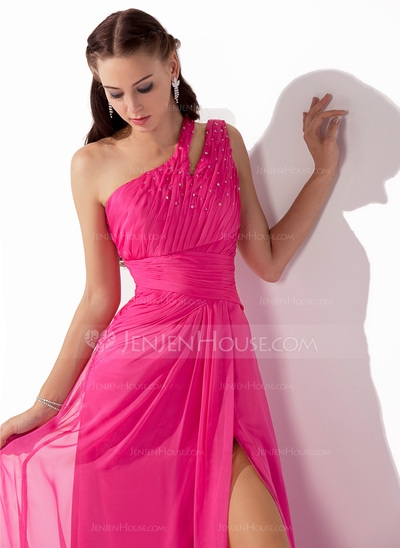 A-Line/Princess Sweetheart Asymmetrical Chiffon Prom Dress With Ruffle Beading Appliques Sequins  - Image 3