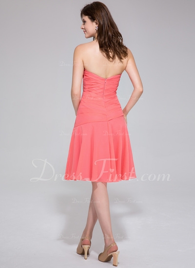 A-Line/Princess Sweetheart Knee-Length Chiffon Bridesmaid Dress - Image 2