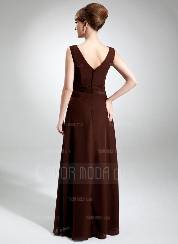 A-Line/Princess V-neck Floor-Length Chiffon Bridesmaid Dress - Image 2