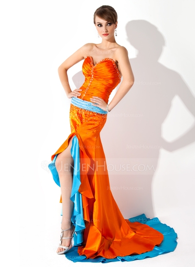 A-Line/Princess V-neck Floor-Length Chiffon Prom Dress With Beading Sequins - Image 2