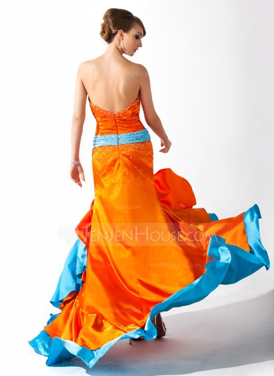 A-Line/Princess V-neck Floor-Length Chiffon Prom Dress With Beading Sequins - Image 3