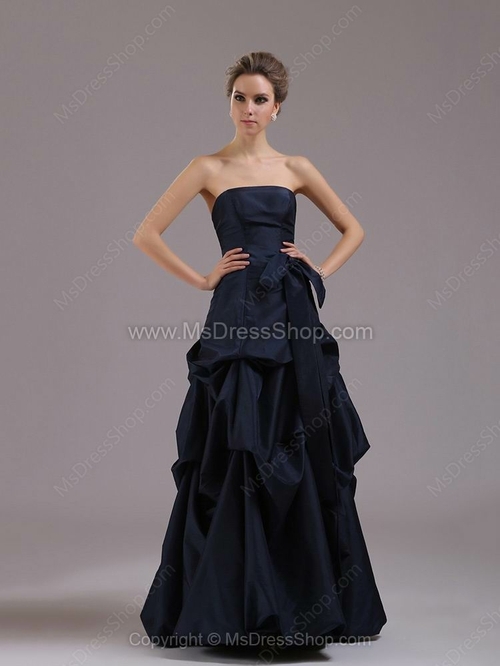 A-line Strapless Taffeta Floor-length Pick-Ups Bridesmaid Dresses