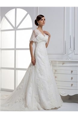 A-Line Straps Court Modest Wedding Dresses(1018)(10821236) - Image 2