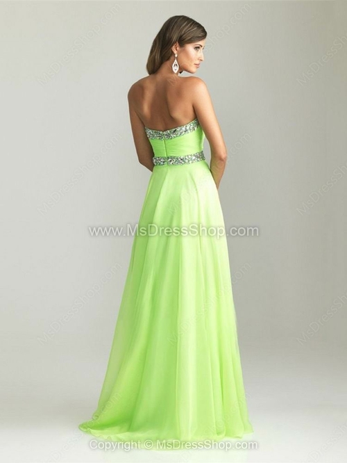 A-line Sweetheart Chiffon Floor-length Rhinestone Prom Dresses - Image 2