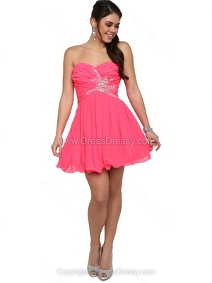 A-line Sweetheart Chiffon Short/Mini Beading Homecoming Dresses
