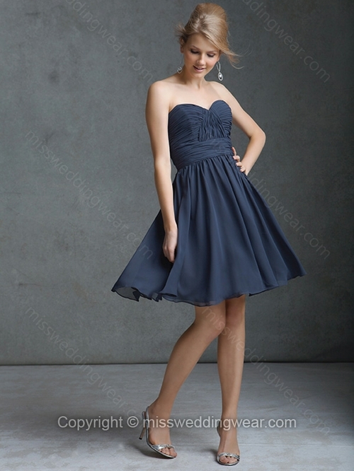 A-line Sweetheart Chiffon Short/Mini Ruffles Bridesmaid Dresses