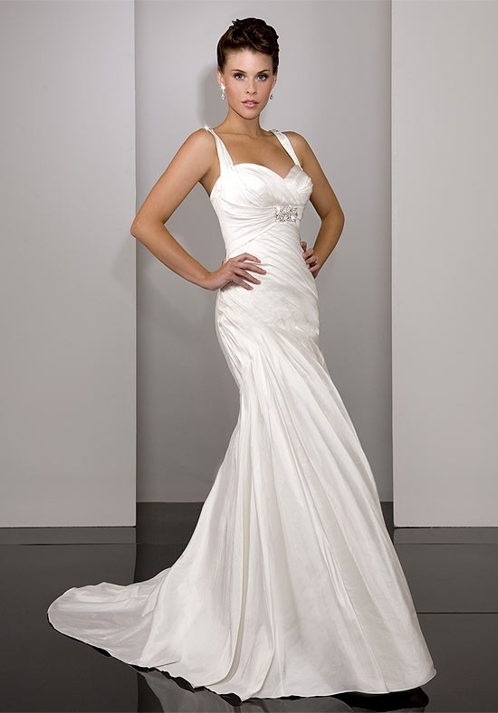 A Line Sweetheart Sleeveless Empire Waist Beading Floor Length Various Fabrics Wedding Dress