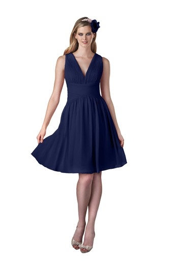 A Line V Neck Empire Sleeveless Chiffon Bridesmaid Dress