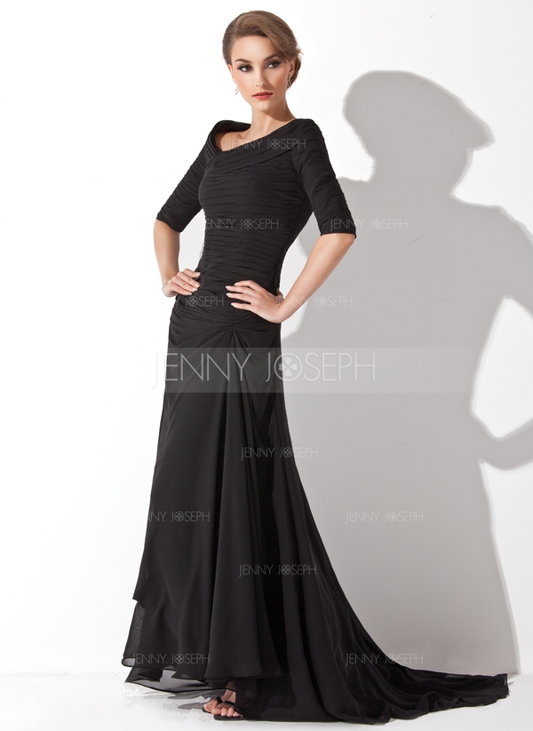A-Linie-Princess-Linie-One-Shoulder-Trager-Bodenlang-Chiffon-Charmeuse