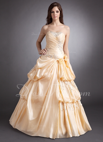 A-linjainen/Prinsessa Kullanmuru Tee Pituus Tafti Quinceanera mekko jossa Rypytys Pitsi Helmikuvoinn