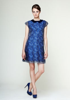A Silhouette Silk Dress With Peter Pan Collar