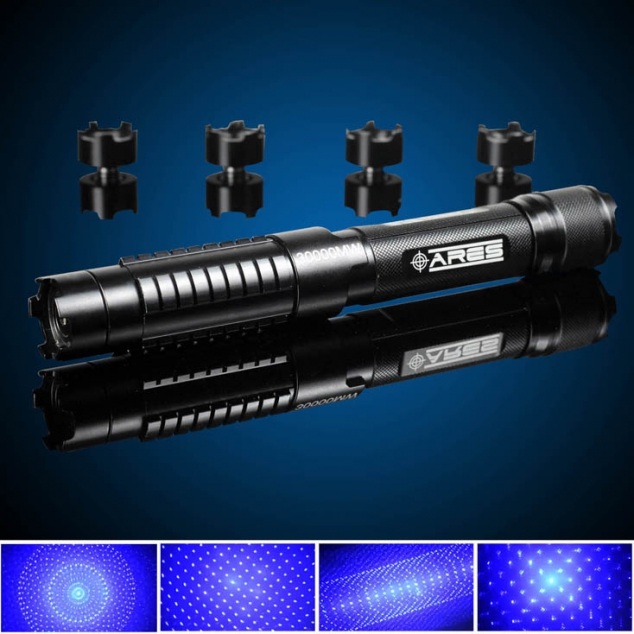 Acheter 5 en 1 30000mw Pointeur Laser Bleu Puissant classe 4 Brûlant