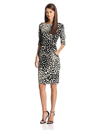 Adrianna Papell Women's Elbow Sleeve Printed Sheath Dress