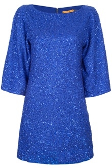 Alice + Olivia: Blue Lari Bell Sleeve Sequin Tunic Dress in Cobalt - Image 2