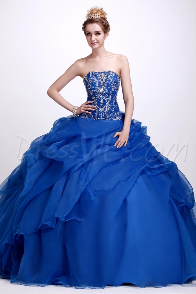 Amazing A-Line Floor-Length Strapless Angerlika's Quinceanera Ball Gown Dress