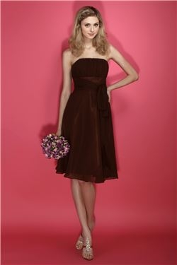 Amazing Ruched A-line Sashes/Ribbons Strapless Short Bridesmaid Dress 