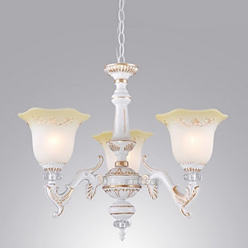 American Style Rustic 3 Up Light Chandelier In Floriform Shade