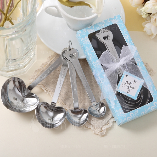 Amor além da medida" Em forma de coração Aço inoxidável Conjunto de Colher com Fitas/Etiqueta