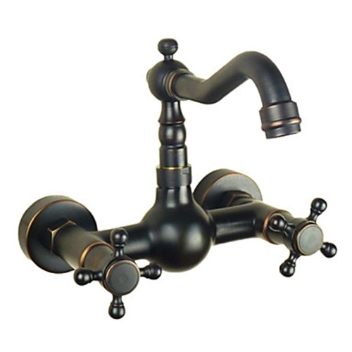 Antique Two Handles Centerset ORB Finish Kitchen Faucet--FaucetSuperDeal.com