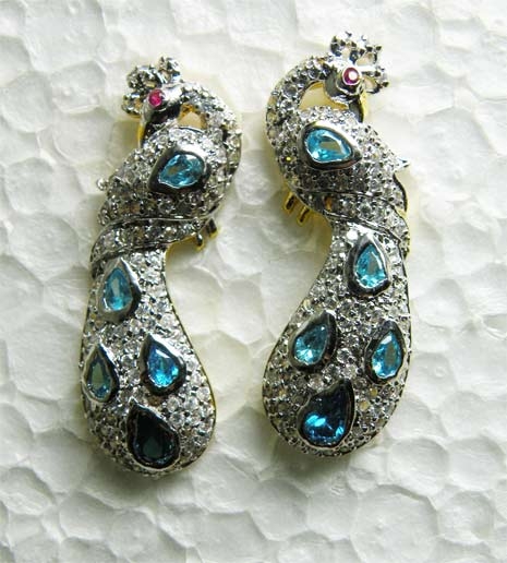 Aqua Blue American Diamond Studded Earring