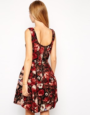 ASOS Bonded Structured Skater Dress In Floral Print - Image 2
