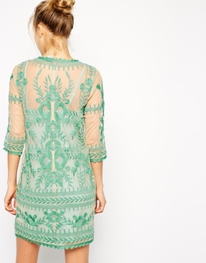 ASOS Premium Shift Dress with Embroidery - Image 2